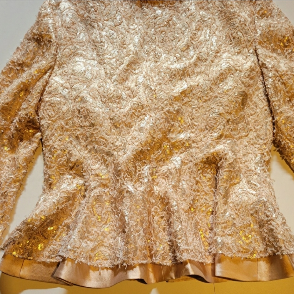 KAY UNGER NEW Sequin Textured Silk Jacket 8